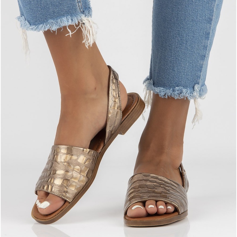 Bőr szandál Filippo 40215 taupe barna 2