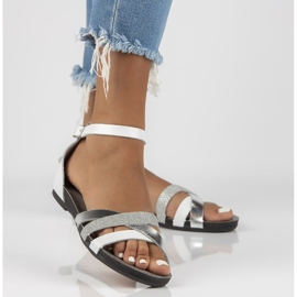 Bőr szandál Filippo 40225 fehér és ezüst 1
