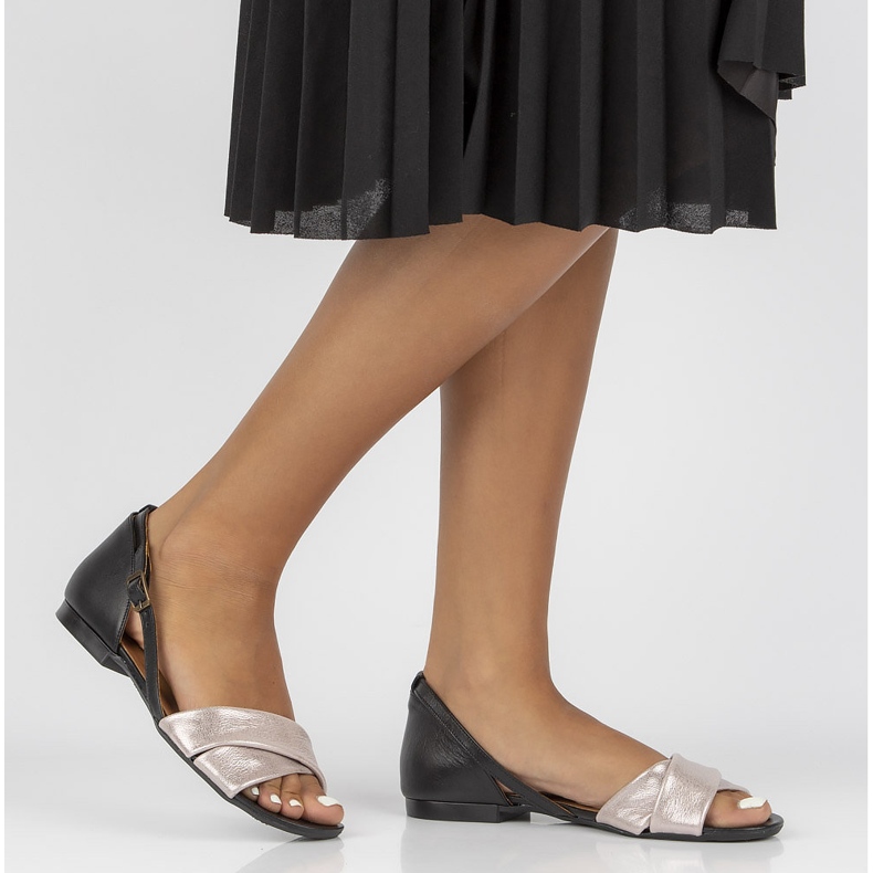 Bőr szandál Filippo 04614-15 / 00-5 rózsaszín-fekete 1