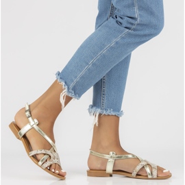 Bőr szandál Filippo 05186-25 / 00-5 arany aranysárga 1