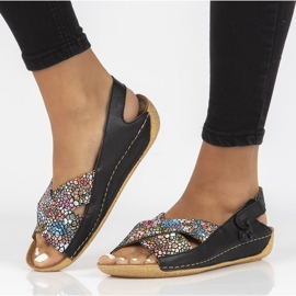 Bőr szandál Filippo 00994-57 / 00-5 fekete többszínű 1