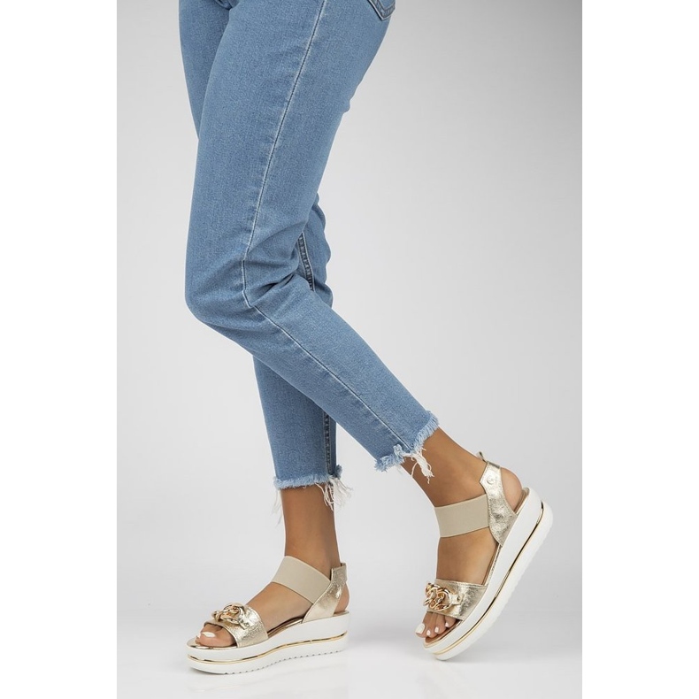 Bőr szandál Filippo 104 arany aranysárga 2