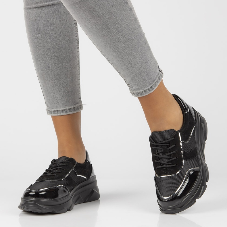 Bőr fűzős tornacipő Filippo DP3178 / 21 Bk fekete 1