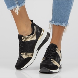 Bőr tornacipő Filippo DP3170 / 21 Go fekete arany 2