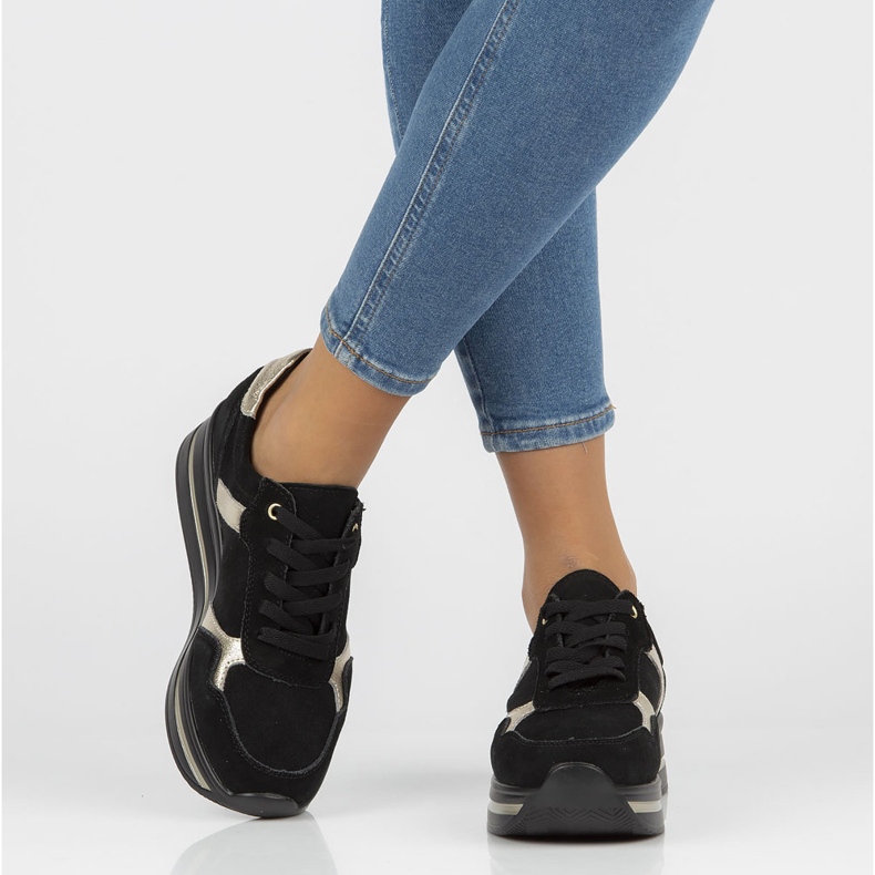 Bőr tornacipő Filippo DP2004 / 21 Bk fekete 1