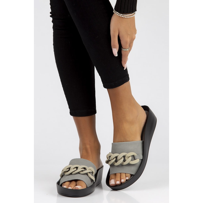 Bőr papucs Filippo DK3593 / 22 Gr szürke 1