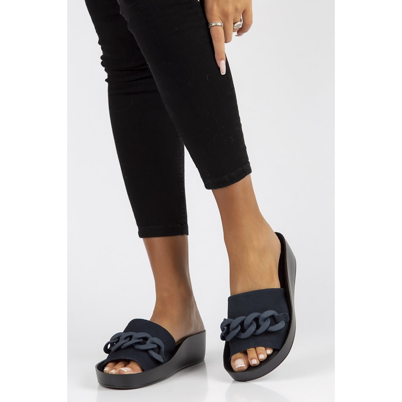 Bőr papucs Filippo DK3593 / 22 Nv sötétkék 1