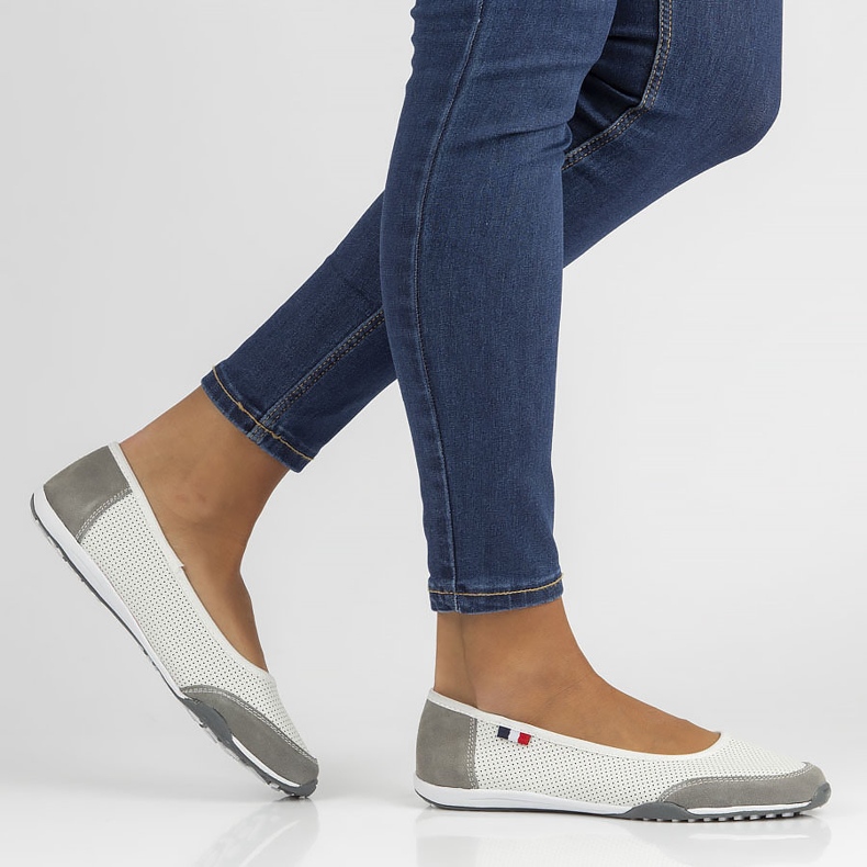 Bőr cipő Filippo DP142 / 22 Wh Gr fehér-szürke 1