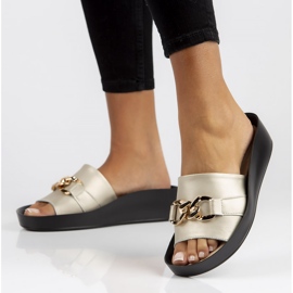 Bőr papucs Filippo DK3590 / 22 Go golden aranysárga 1