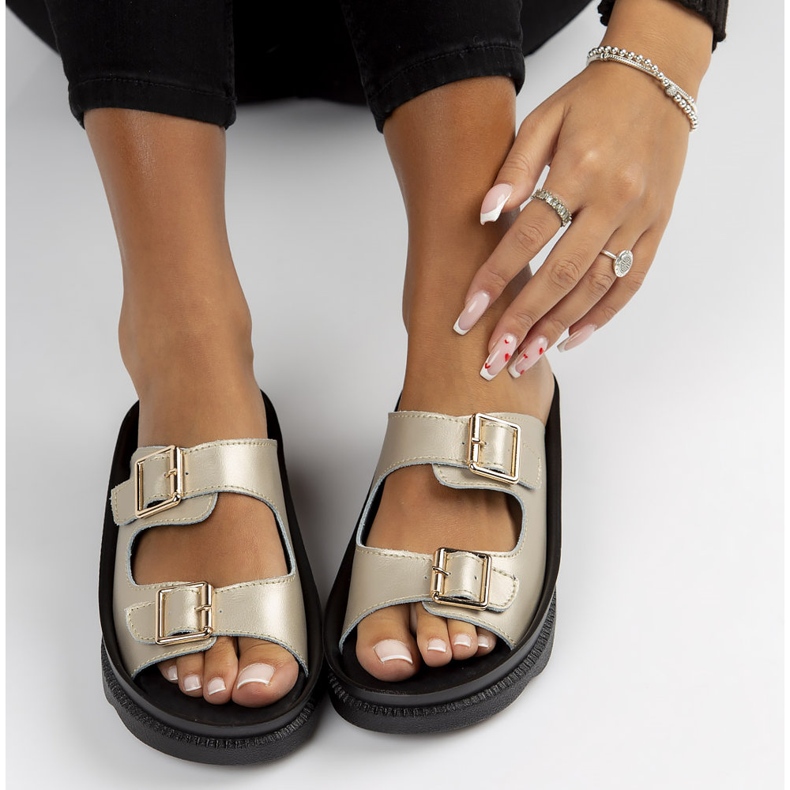 Bőr papucs Filippo DK3599 / 22 Go golden aranysárga 2