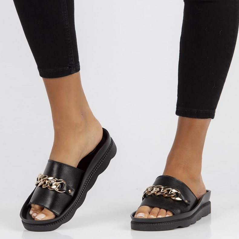 Bőr papucs Filippo DK3597 / 22 Bk fekete 2