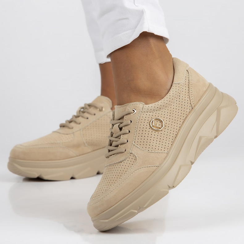 Bőr tornacipő Filippo DP2138 / 22 Be Be bézs 2 Bőr tornacipő Filippo DP2138 / 22 Be Be bézs 2