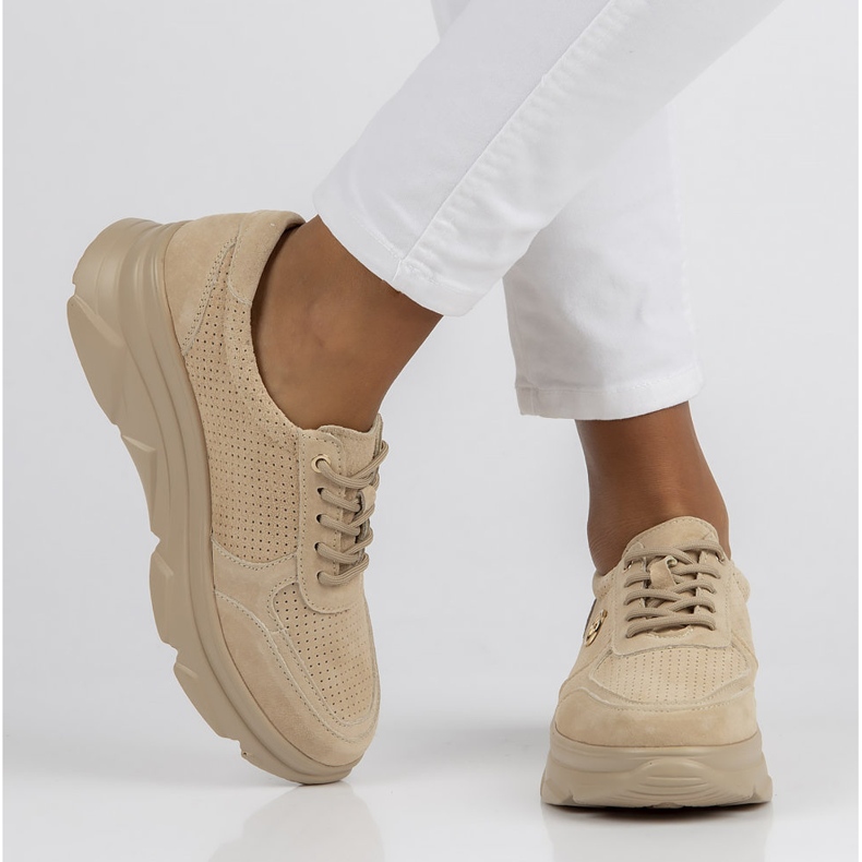 Bőr tornacipő Filippo DP2138 / 22 Be Be bézs 1 Bőr tornacipő Filippo DP2138 / 22 Be Be bézs 1