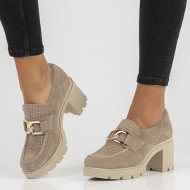 Bőr cipő Filippo 20097 Taupe szürke 1