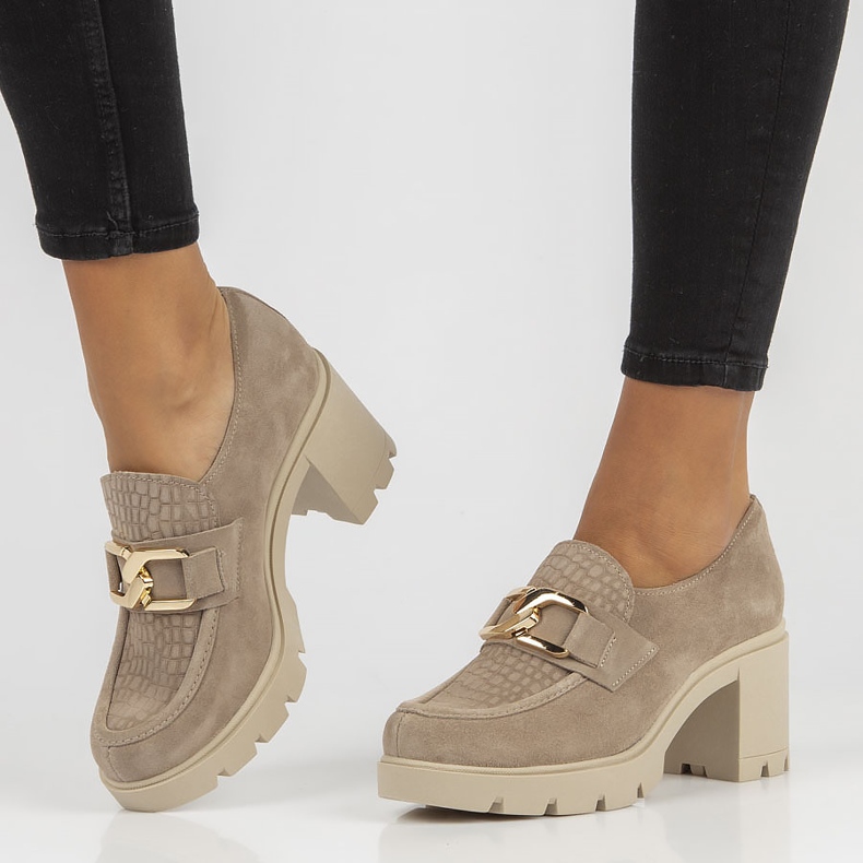 Bőr cipő Filippo 20097 Taupe szürke 1