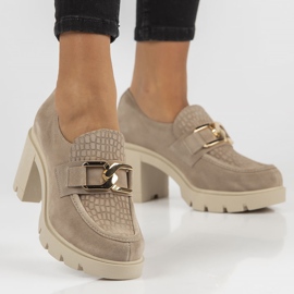 Bőr cipő Filippo 20097 Taupe szürke 2