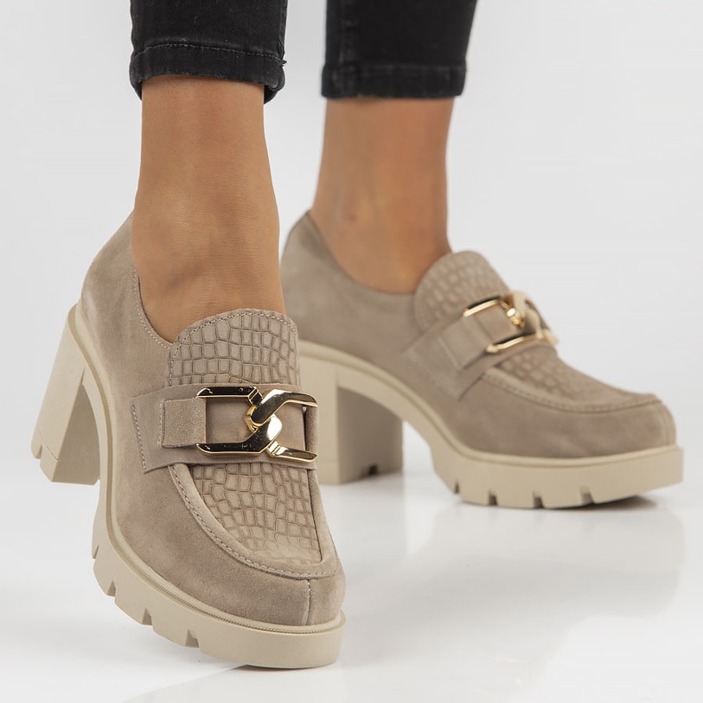 Bőr cipő Filippo 20097 Taupe szürke 2