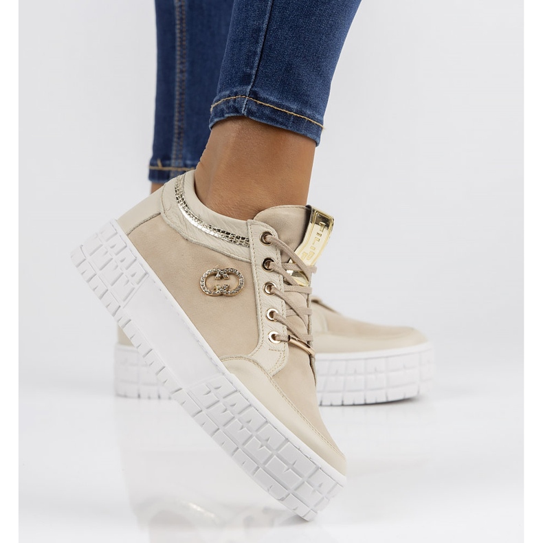 Bőr tornacipő Filippo 149 bézs 2