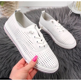 Áttört bőr cipő Vinceza W JAN85 fehér 1