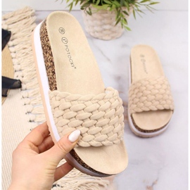 Potocki W WOL66B bézs színű platformpapucs 1