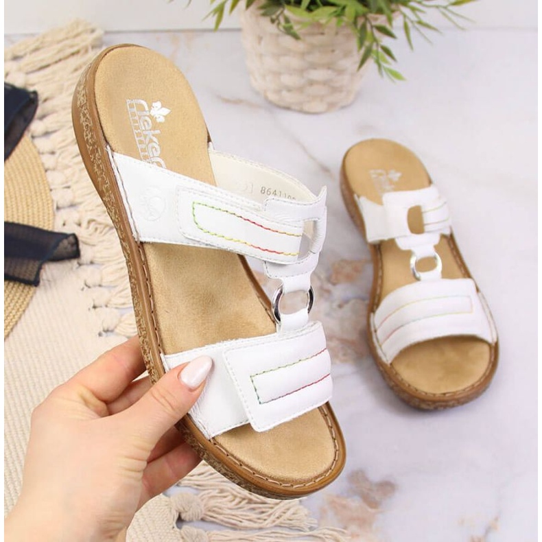 Tépőzáras bőr Rieker W RKR511 fehér 1