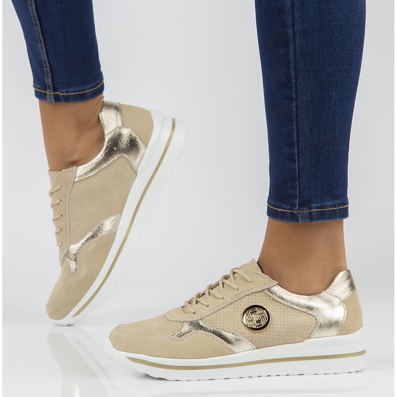 Bőr tornacipő Filippo DP3544 / 22 Legyen bézs 2