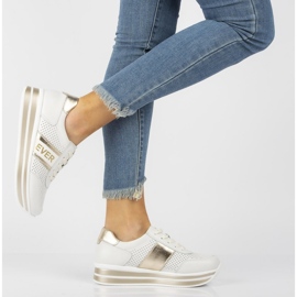 Bőr tornacipő Filippo DP1414 / 22 Wh Go fehérarany aranysárga 2