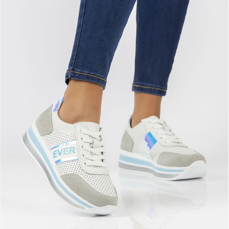 Bőr tornacipő Filippo DP1414 / 22 Bl kék fehér szürke 1