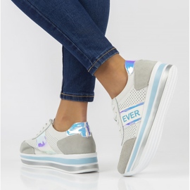 Bőr tornacipő Filippo DP1414 / 22 Bl kék fehér szürke 2