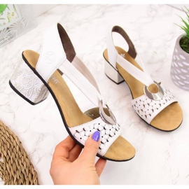 Bőr szandál gumival Rieker W RKR433 fehér 1