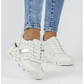 Bőr tornacipő Filippo DP3550 / 22 Wh fehér 1