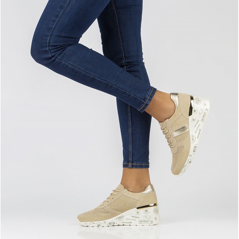 Bőr tornacipő Filippo DP3550 / 22 Legyen bézs 2