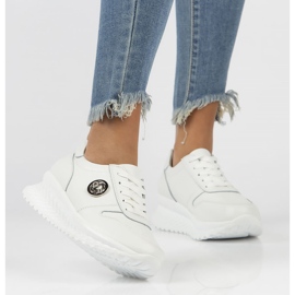 Bőr tornacipő Filippo DP3547 / 22 Wh fehér 1