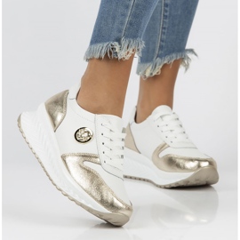 Bőr tornacipő Filippo DP3547 / 22 Wh Go white fehér aranysárga 1