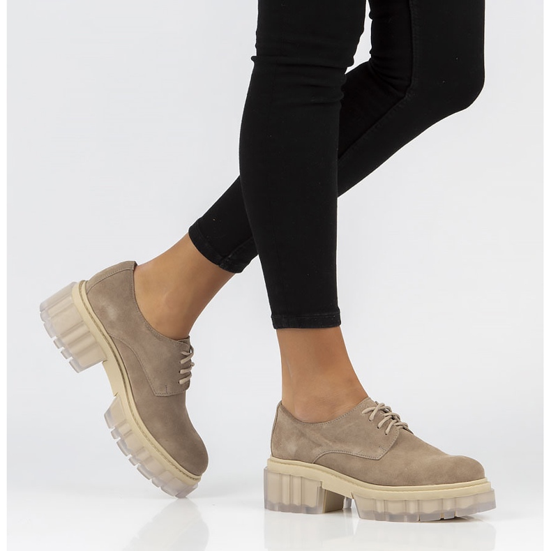 Velúr cipő Filippo 20099 taupe bézs barna 1