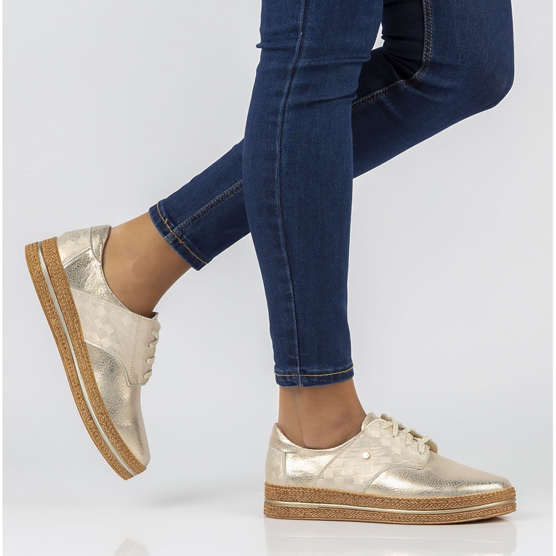 Bőr cipő Filippo 10123 arany aranysárga 1