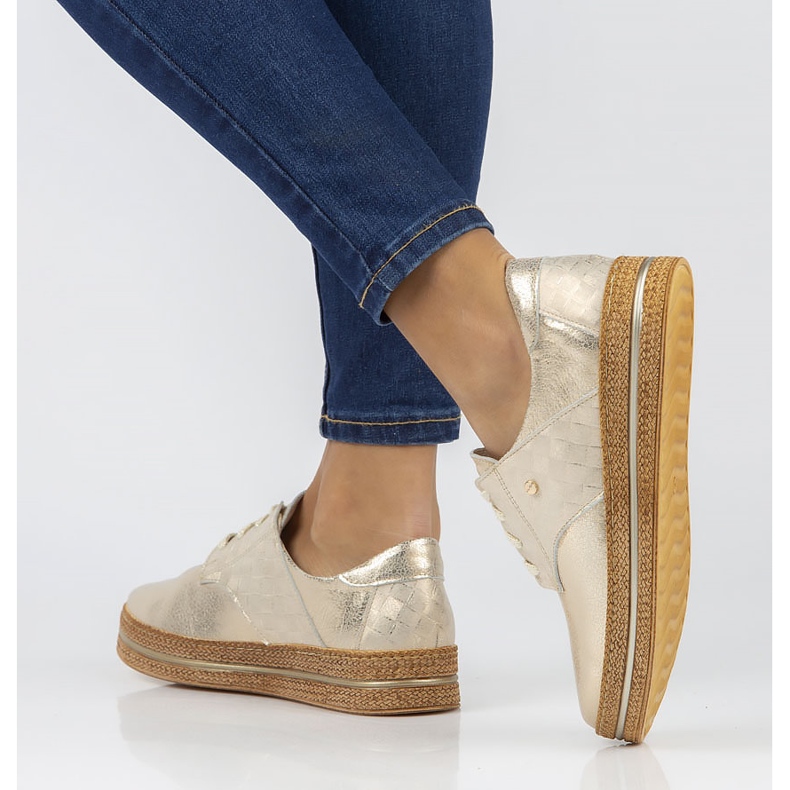 Bőr cipő Filippo 10123 arany aranysárga 2