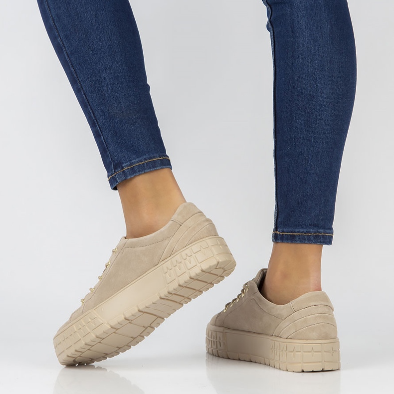 Bőr tornacipő FILIPPO DP3527 / 22 Legyen bézs 2 Bőr tornacipő FILIPPO DP3527 / 22 Legyen bézs 2