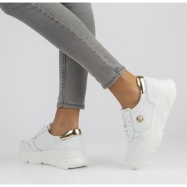 Bőr tornacipő Filippo DP2138 / 22 Wh fehér 1