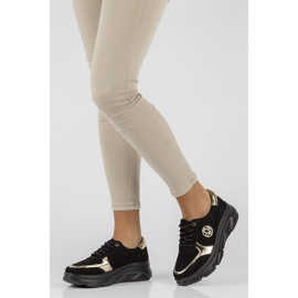 Bőr tornacipő Filippo DP2138 / 22 Bk Go fekete aranysárga 1