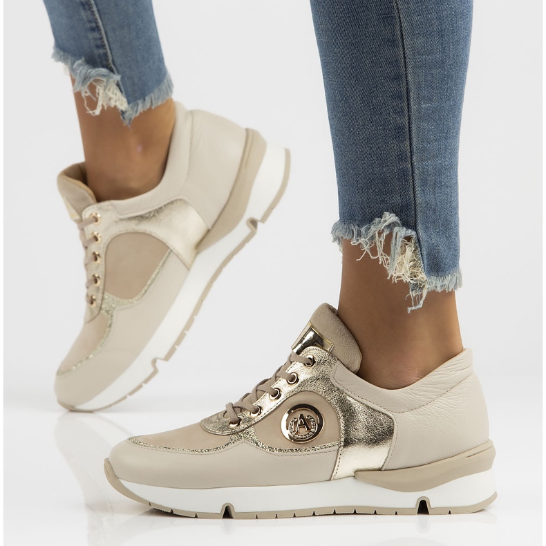 Bőr tornacipő Filippo 141 bézs 1