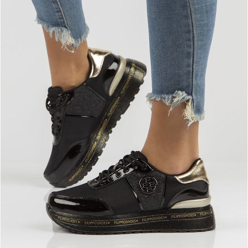 Bőr tornacipő Filippo DP3688 / 22 Bk fekete 1