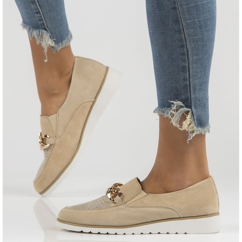 Bőr cipő Filippo DP3696 / 22 Legyen bézs 1