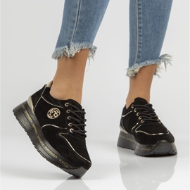 Bőr tornacipő Filippo DP3558 / 22 Bk fekete aranysárga 1