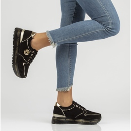 Bőr tornacipő Filippo DP3558 / 22 Bk fekete aranysárga 2