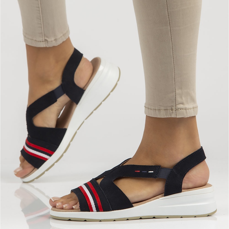 Bőr szandál Filippo DS3500 / 22 Nv sötétkék 1