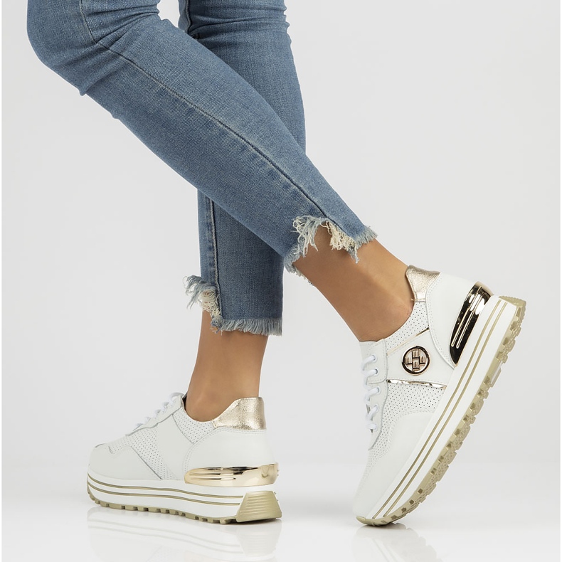 Bőr tornacipő Filippo DP3538 / 22 Wh fehér 1