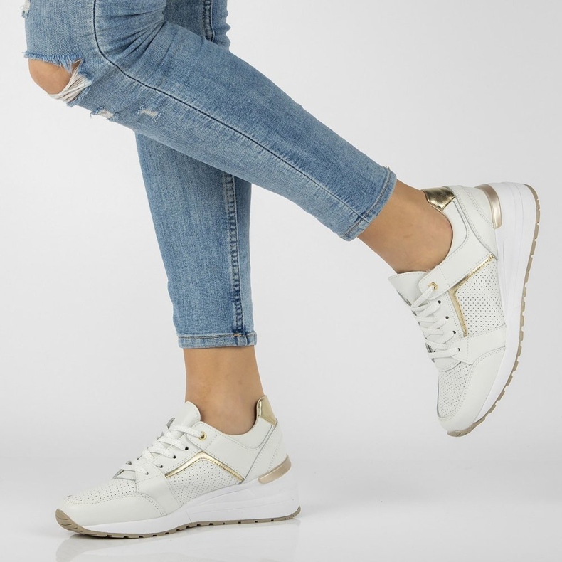 Bőr tornacipő Filippo DP2003 / 22 Wh fehér 1