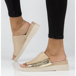 Bőr papucs Filippo DK3921 / 22 Legyen bézs 1