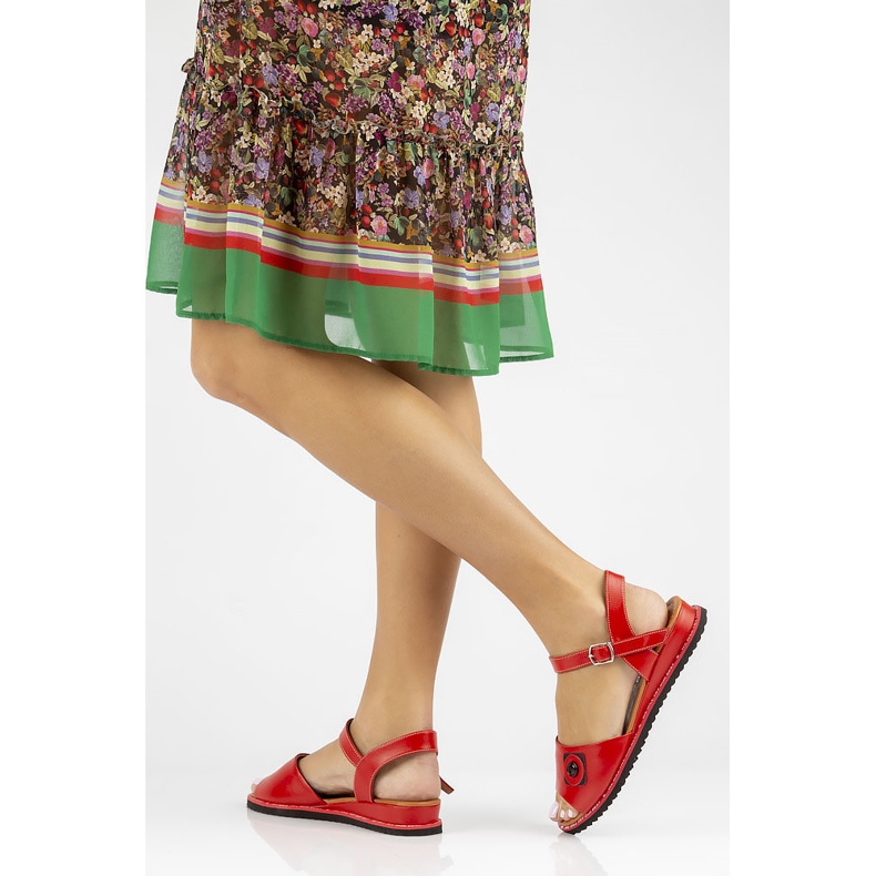 Piros Filippo DS3913 / 22 Rd bőr szandál 1